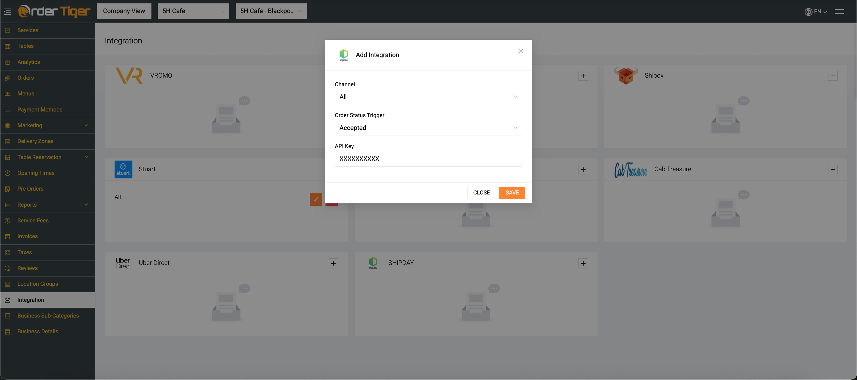 Order Tiger setup step 5