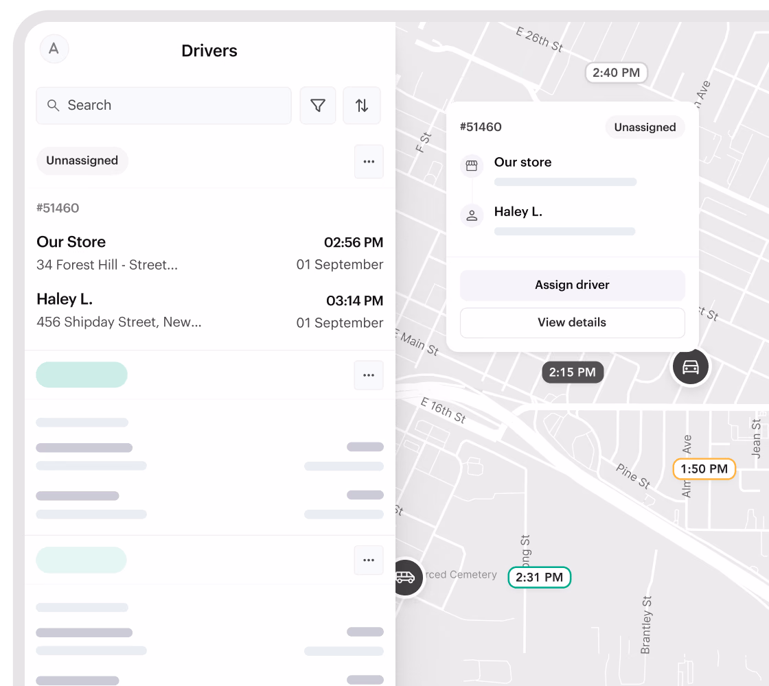 Shipday dispatch dashboard assigning an unassigned order to a driver