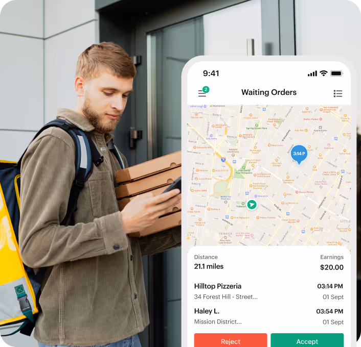 Shipday driver app showing an order, its route, and proof of delivery