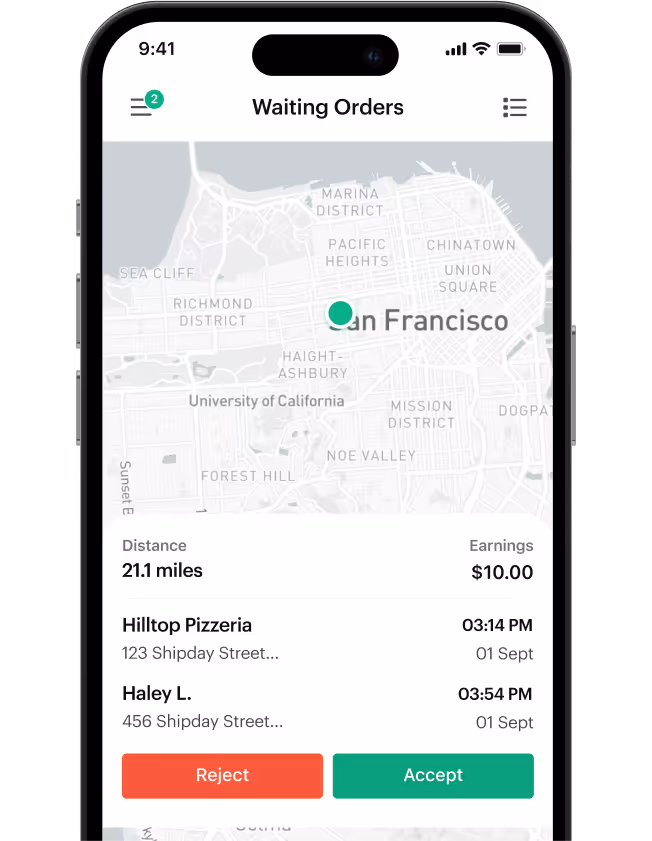 Delivery driver checking a new order in the Shipday driver app