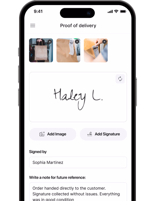 Shipday driver app capturing proof of delivery