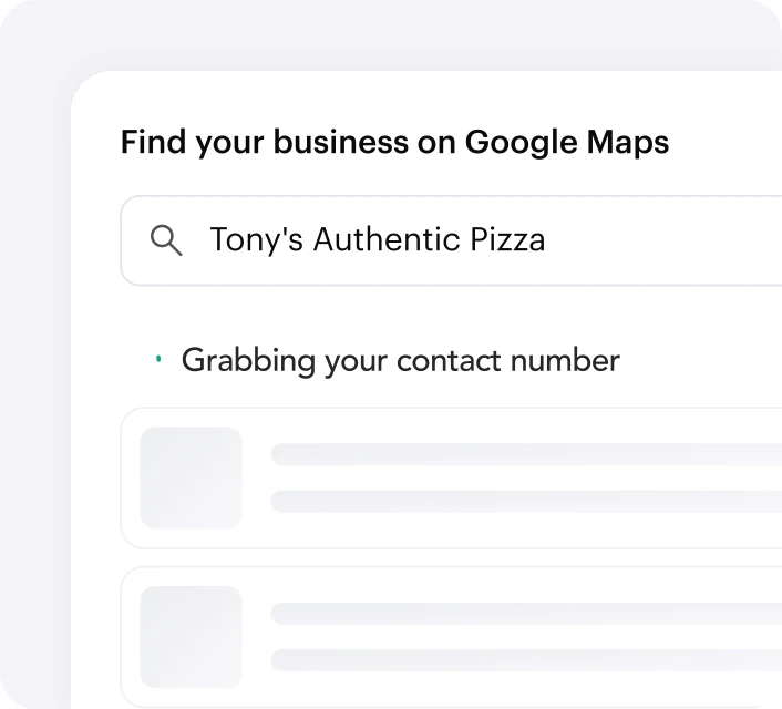 Search box finding Tony's Authentic Pizza on Google Maps