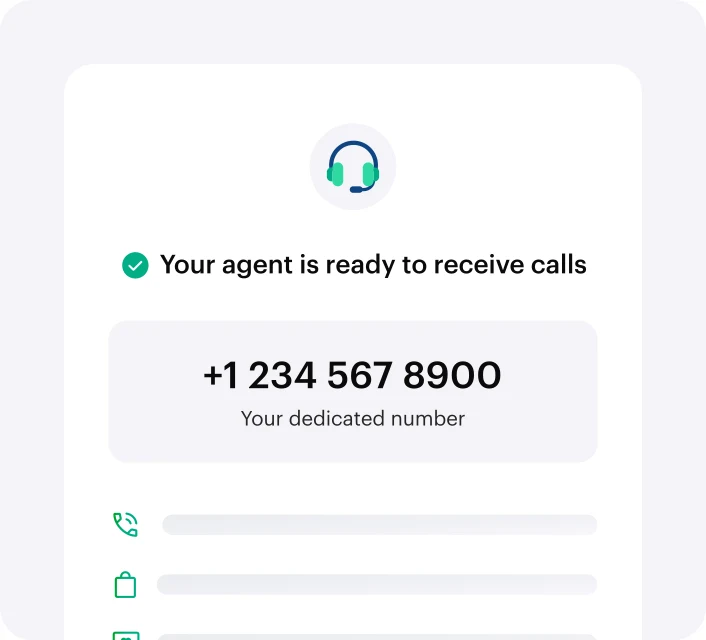 Confirmation that the agent is ready to receive calls on its dedicated number