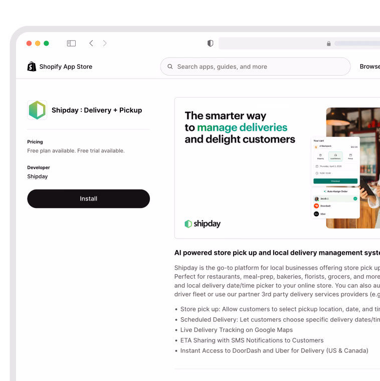 Shipday Delivery + Pickup app on the Shopify App Store